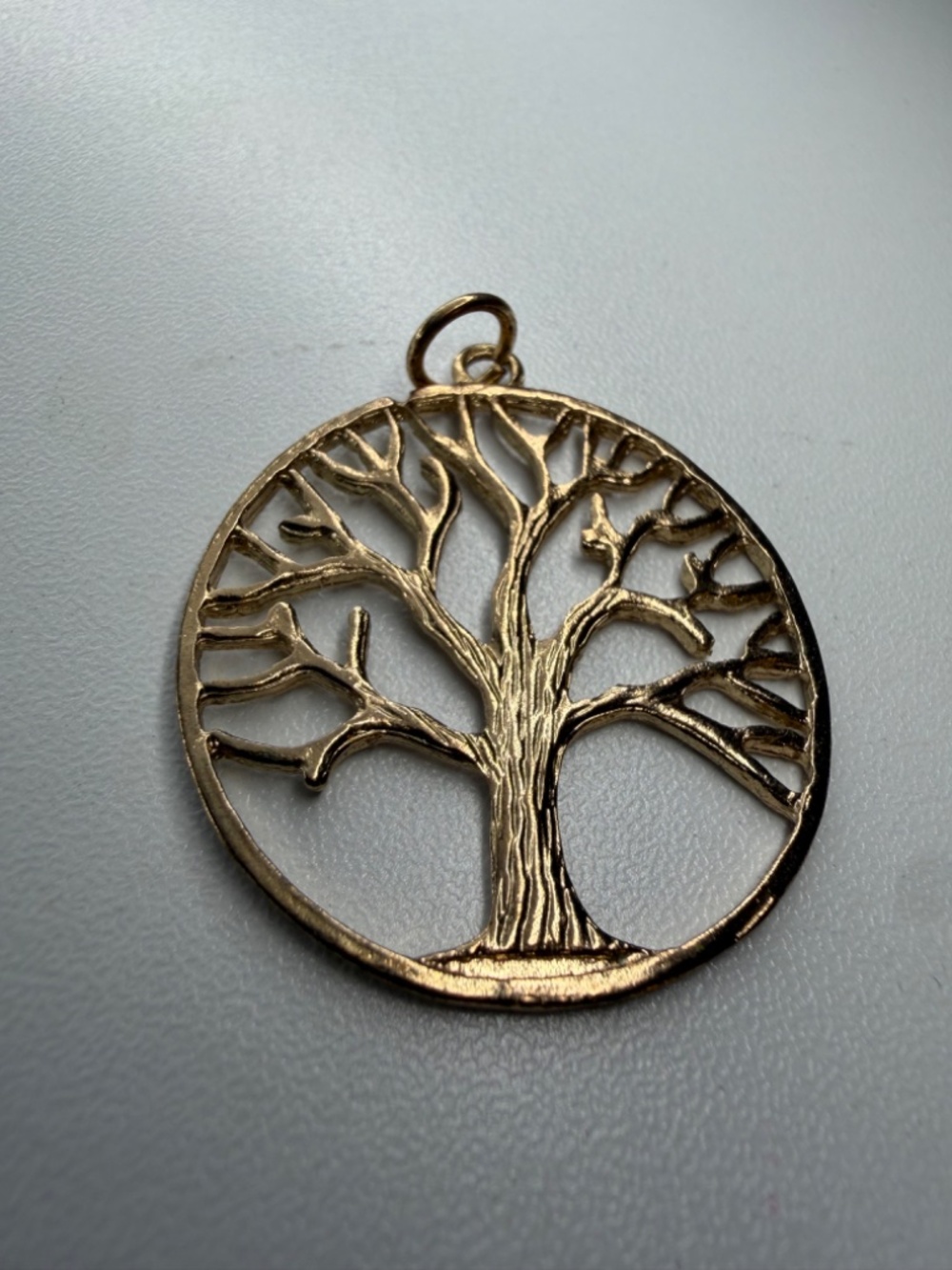 Vintage Gold Tone Tree of Life Charm Pendant 1 ¼" - Picture 5 of 8